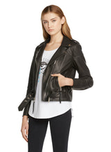 Women's Plain Leather Biker Jacket Black