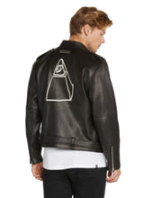 Men's Pyramid Leather Bomber Jacket Black
