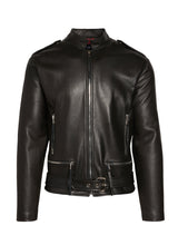 Men's Plain Leather Bomber Jacket Black