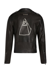 Women's Pyramid Leather Biker Jacket Black