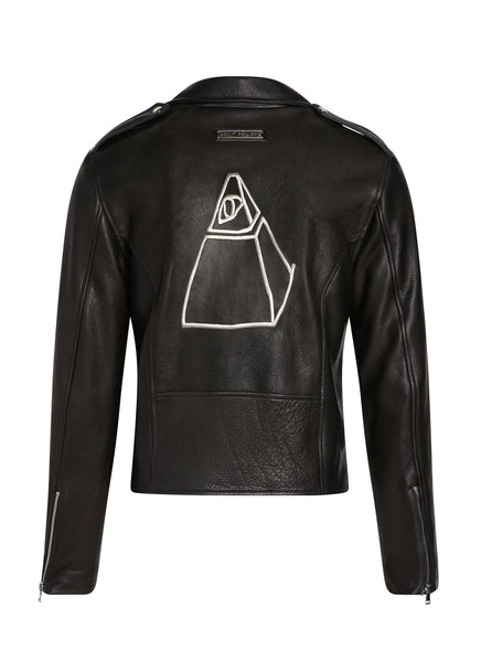 Men's Pyramid Leather Biker Jacket Black
