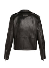 Women's Plain Leather Biker Jacket Black